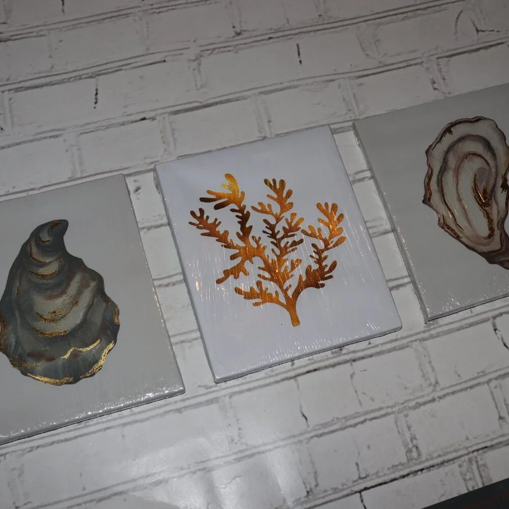 🤍 Set of 3 Coastal Canvas Wall Art · Brand New · 9